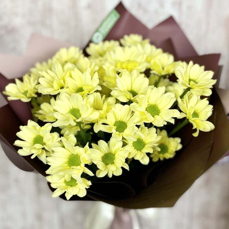 Букет из лимонной хризантемы - Доставка цветов Саратов. Сервис Delivery Flowers | 8 800 444-00-29